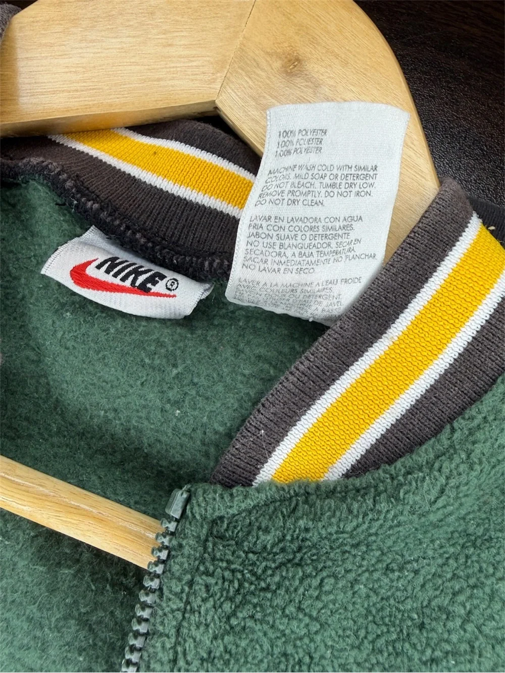 Nike Vintage Kids Green & Yellow Zip Fleece Jacket